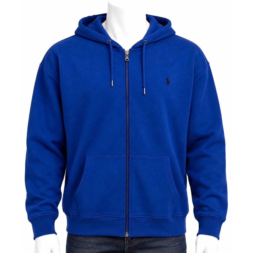 POLO RALPH LAUREN Men's Full Zip Hooded Hoodie Pockets Blue XL Tall